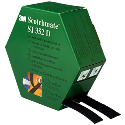 Afbeelding van 3M SJ 352D Scotchmate Klittenband Om vast te plakken Haak en lusdeel (l x b) 5000 mm 25.4 Zwart 1 paar