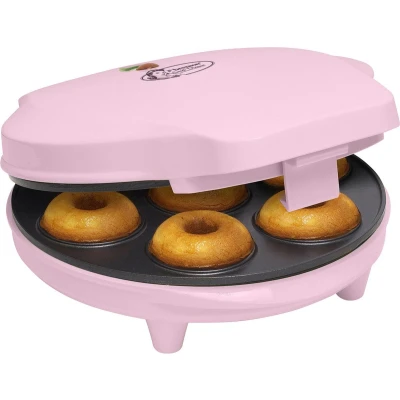 Afbeelding van Bestron Donutmaker in retro design, Mini voor 7 kleine donuts, incl. indicatielampje &amp; antiaanbaklaag, 700 watt, kleur: Roze