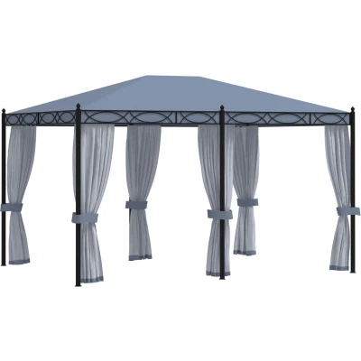 Afbeelding van Prieel met horren 3x4 m staal antraciet