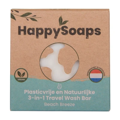 Afbeelding van Happysoaps 3 In 1 Travel Wash Bar Beach Breeze