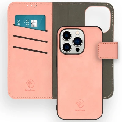 Afbeelding van iMoshion Hoesje Geschikt voor iPhone 14 Pro Met Pasjeshouder Uitneembare 2 in 1 Luxe Bookcase Roze