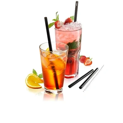 Afbeelding van Multi selectie Rietjes Zwart Glas Future 23Cm 4St. + Borsteltje