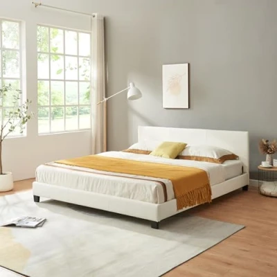 Afbeelding van Corium® Bedframe Barcelona kunstleer 160x200cm wit
