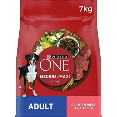 Afbeelding van 2x7kg Medium/Maxi Adult Rund &amp; Rijst Purina ONE Hondenvoer