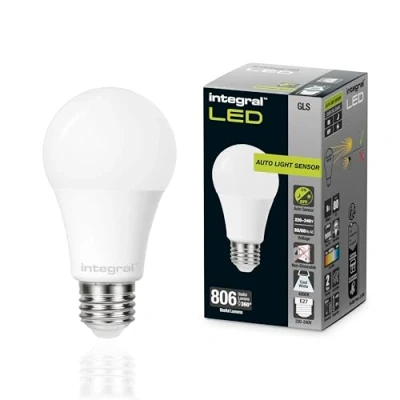 Afbeelding van Integral LED E27 lamp 8 watt 806 lumen 4000K Dag/nacht sensor niet dimbaar