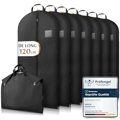 Afbeelding van Bruce.® Premium 7 delige kledinghoes [120 x 60 cm] hoogwaardige herenkostuumhoes voor kleding ademende kledingopbergtas reizen en opslag
