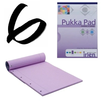 Afbeelding van Pukka Notitieblok, A4, 80 g/m², gelinieerd met rand, 100 pagina&#039;s, 50 vellen, lavendel, 6 stuks