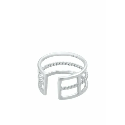 Afbeelding van Elli Earcuff Design Ring, Dames, Maat: 54, Silber