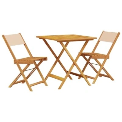 Afbeelding van vidaXL 3 delige Bistroset stof en massief hout beige