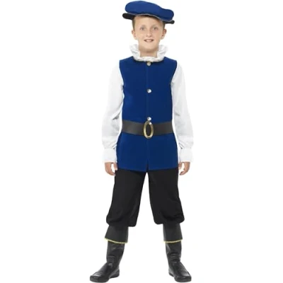 Afbeelding van Smiffy&#039;s Middeleeuwen &amp; Renaissance Kostuum Victoriaanse Tudor Jongen Blauw Medium Carnavalskleding Verkleedkleding