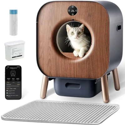 Afbeelding van PAWBBY P1 Ultra zelfreinigende kattenbak, TÜV getest, klem /luchtverfrisser ontwerp, app bediening, extra groot voor meerdere katten