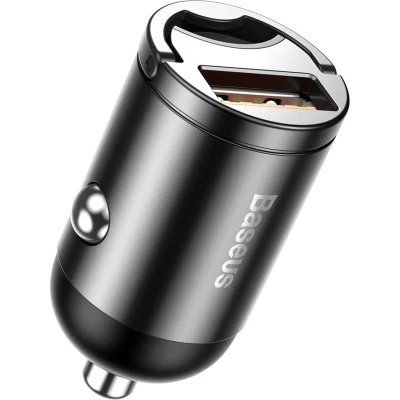 Afbeelding van Baseus Mini USB Autolader QC 3.0 30W Snellader Grijs