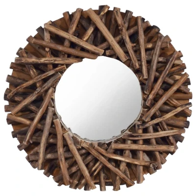 Afbeelding van Wandspiegel rond 40 cm teakhout
