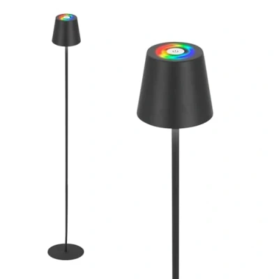 Afbeelding van BRILONER Oplaadbare RGB Vloerlamp binnen en buiten staande lamp dimbaar met batterij Ø20.8 x 133 cm zwart