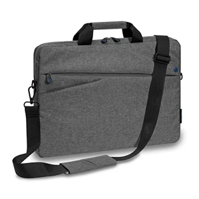 Afbeelding van Pedea Laptoptas *Fashion* Notebooktas tot 17,3 inch Laptopschoudertas met schouderband Laptophoes grijs/blauw voor dames en heren