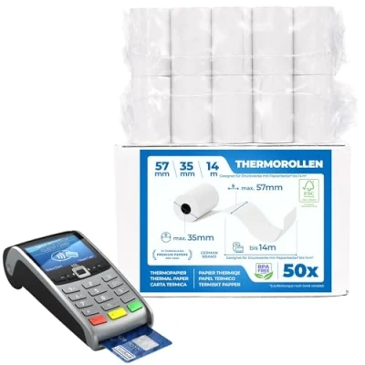 Afbeelding van EC Cash Thermorollen Breedte: 57 mm Diameter: 35 Mouw 12 Lengte: 14 m voor ticketterminals (50 rollen)