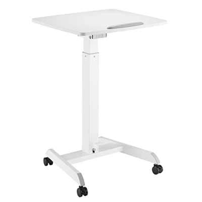 Afbeelding van Maclean Laptoptafel met wielen Zit sta bureau in hoogte verstelbaar tot maximaal 113cm 30 graden kantelbaar Wit