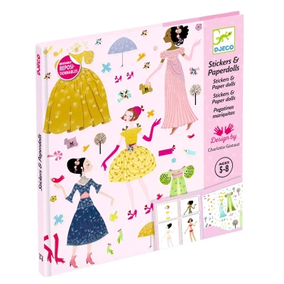 Afbeelding van Djeco stickerset aankleedpoppen jurken