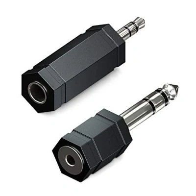 Afbeelding van deleyCON 2 x stereo jack adapter 3,5 mm + 6,3 hifi audio ontvanger home theater