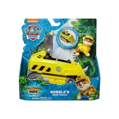 Afbeelding van PAW Patrol Jungle Pups Rubble&#039;s Neushoorn voertuig speelgoedauto met speelfiguur