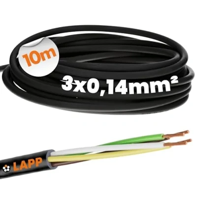 Afbeelding van 10 meter Lapp 1030201 LiYY PVC stuurstroomkabel 3x0,14 mm² zwart I LED kabel 3 aders datalijn signaallijn soldeerbare