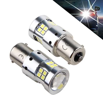 Afbeelding van 1156 P21w Ba15s 1141 7506 12V 24V 30V ledlampen voor auto en motorfiets, 1300 lm, met lens, 6.000 K, wit, achterlicht, achteruitrijverlichting, dagrijlicht, remlichten. (Pak van 2)