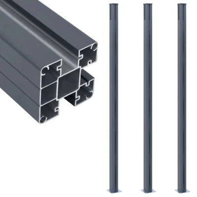 Afbeelding van Schuttingpalen 3 st 185 cm aluminium donkergrijs