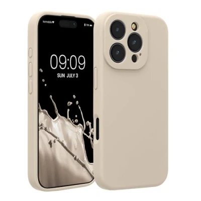 Afbeelding van kwmobile telefoonhoesje geschikt voor Apple iPhone 16 Pro TPU backcover met siliconen coating Smartphone case in crème