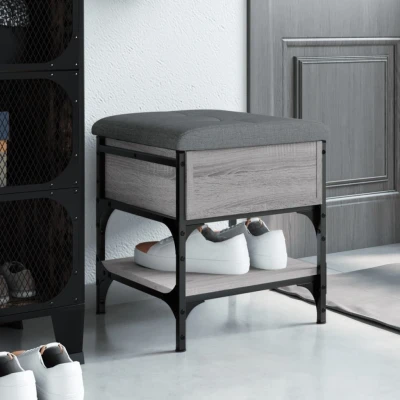 Afbeelding van Schoenenbank 42x42x45 cm bewerkt hout grijs sonoma eikenkleurig