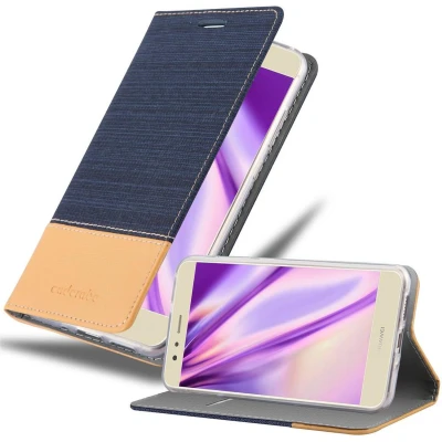 Afbeelding van Cadorabo Hoesje geschikt voor Huawei P10 LITE in DONKERBLAUW BRUIN Beschermhoes met magnetische sluiting, standfunctie en kaartvakje Book Case Cover Etui