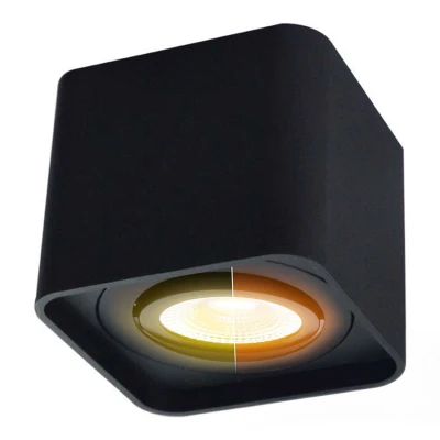 Afbeelding van Led opbouwspot dim to warm, vierkant, 100x100x85mm, zwart
