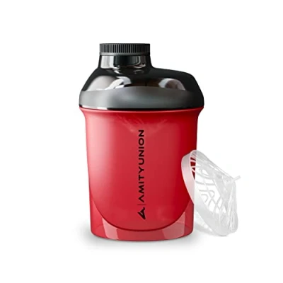 Afbeelding van Protein shaker Shake Deluxe 400 ml Nano proteïne lekvrij, BPA vrij met zeef &amp; schaal voor romige weiproteïnepoeder shakes fitness cup isolaten, concentraten rood zwart