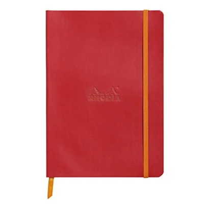 Afbeelding van Rhodia rama flexibel notitieboek A5 papaver rood, 80 vellen stippenpapier, ivoorkleurig 90 g, met elastiek sluiting