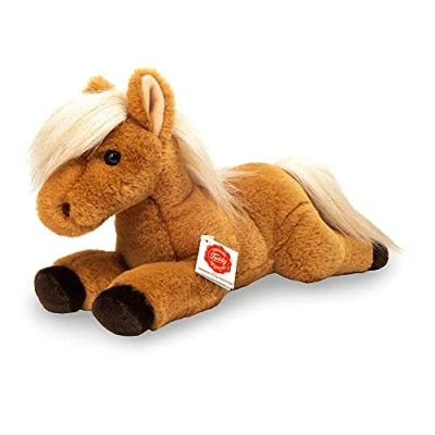 Afbeelding van Hermann Teddy Knuffeldier Paard liggend zachte pluche stof premium knuffels lichtbruin 34 cm