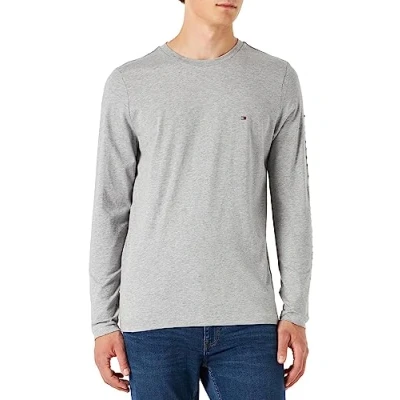Afbeelding van Tommy Hilfiger LOGO LONG Sleeve TEE Longsleeve, Heren, Maat: Medium, Light grey heather