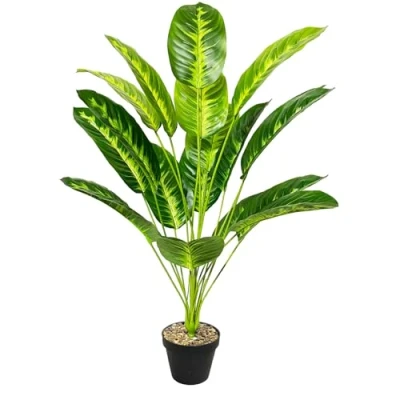 Afbeelding van Zelihrdu Kunstplant in pot, grote kunstpalm van kunststof, decoratie voor woonkamer, balkon, slaapkamer, kantoor, tuin, bruiloft, 80 cm, geel, paradijsvogel