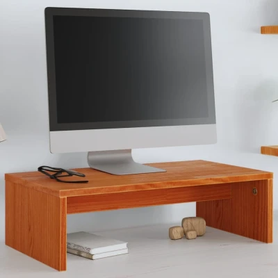 Afbeelding van Monitorstandaard 50x27x15 cm massief grenenhout wasbruin