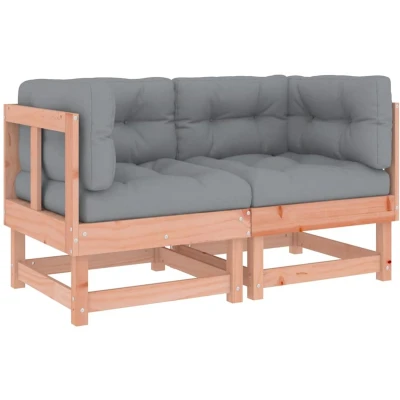 Afbeelding van Loungeset Met Kussens Massief Grenenhout of Douglas Hout 1 / Natuurlijk douglashout 2x hoek