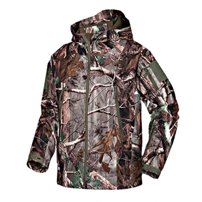 Afbeelding van Kelmon Tactische softshelljassen voor heren, outdoor, warme fleecevoering, waterdicht, jassen met kap, camouflagejas multifunctionele zakken, Boom