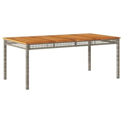 Afbeelding van Tuintafel 180x90x75 cm poly rattan en acaciahout grijs