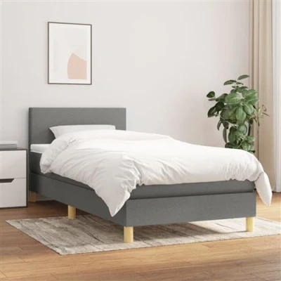 Afbeelding van vidaXL Boxspring met matras stof donkergrijs 100x200 cm