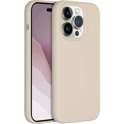 Afbeelding van Accezz Hoesje Geschikt voor iPhone 14 Pro Siliconen Liquid Silicone Backcover beige