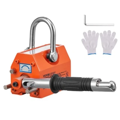 Image de VEVOR Levage Magnétique 100 kg Aimant de Permanent en Néodyme N42 Porteur avec Crochet Chromé Facteur Sécurité 2,5 Outil pour Manutention Tôle Matériels Magnétiques 92x61x73 mm