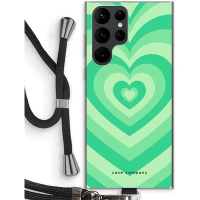 Afbeelding van Case Company® hoesje met Koord geschikt voor Samsung Galaxy S22 Ultra Hart Groen Telefoonhoesje Zwart Bescherming aan alle Kanten en Over de Schermrand