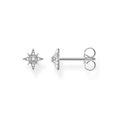 Afbeelding van Thomas Sabo Eenvoudige oorbellen van 925 Sterling zilver met ster en stenen, zilver, Niet toepassing