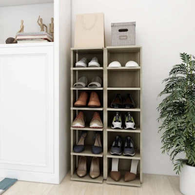 Afbeelding van Schoenenkasten 2 st 27,5x27x102 cm sonoma eikenkleurig