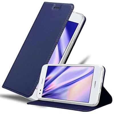 Afbeelding van Cadorabo Hoesje geschikt voor Huawei Y6 PRO 2017 in CLASSY DONKER BLAUW Beschermhoes met magnetische sluiting, standfunctie en kaartvakje Book Case Cover Etui