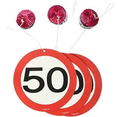 Afbeelding van Decoratie spiraal 50 Verkeersbord 3 stuks