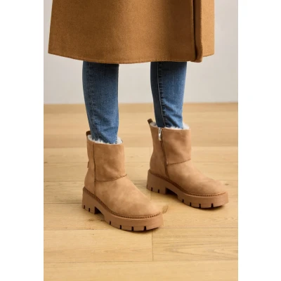 Afbeelding van Tamaris Enkellaarsjes met plateauzool, Dames, Maat: 38, Camel Hoogwaardig imitatieleer