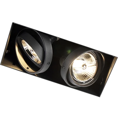 Afbeelding van QAZQA Inbouwspot zwart GU10 AR70 trimless 2 lichts Oneon